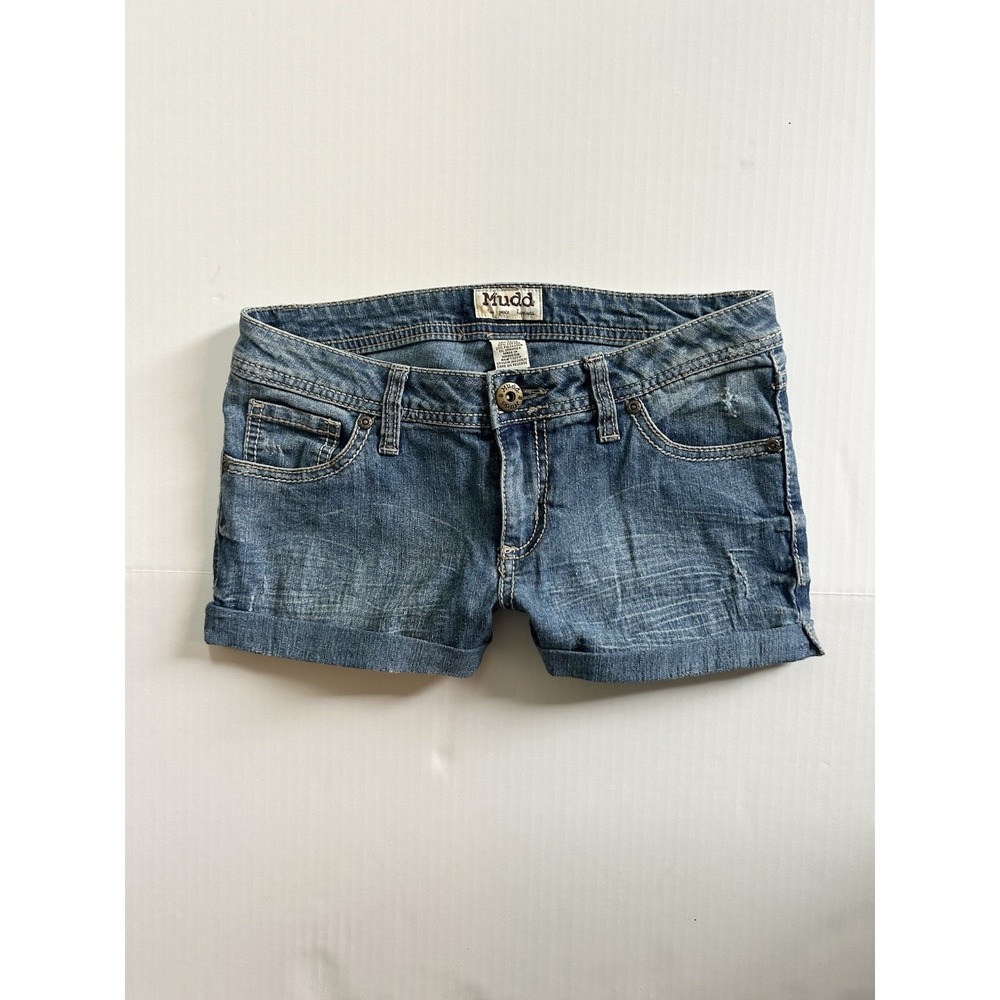 2000s Low Rise Mini Shorts Embroidered Pocket Y2K Grunge Indie Sleaze Mcbling